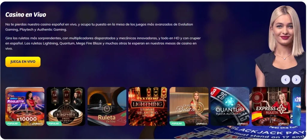 Juegos en Vivo en PlayUZU Casino